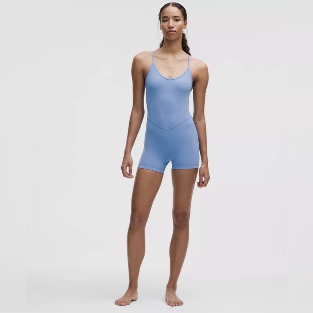 Lululemon Align Cross-Back Bodysuit 4" - Pool Party Blue Sz 8